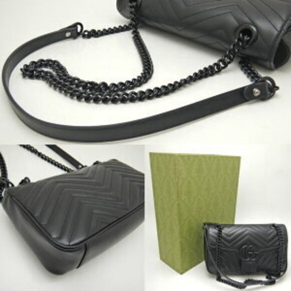 Gucci GG Marmont Shoulder Bag Black Leather - Picture 7 of 10